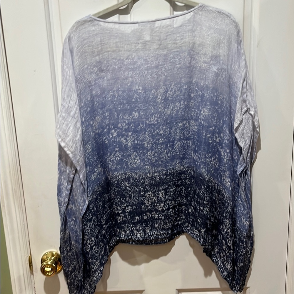 J. Jill Gray and White Boxy Short Sleeve Blouse - Picture 4 of 5
